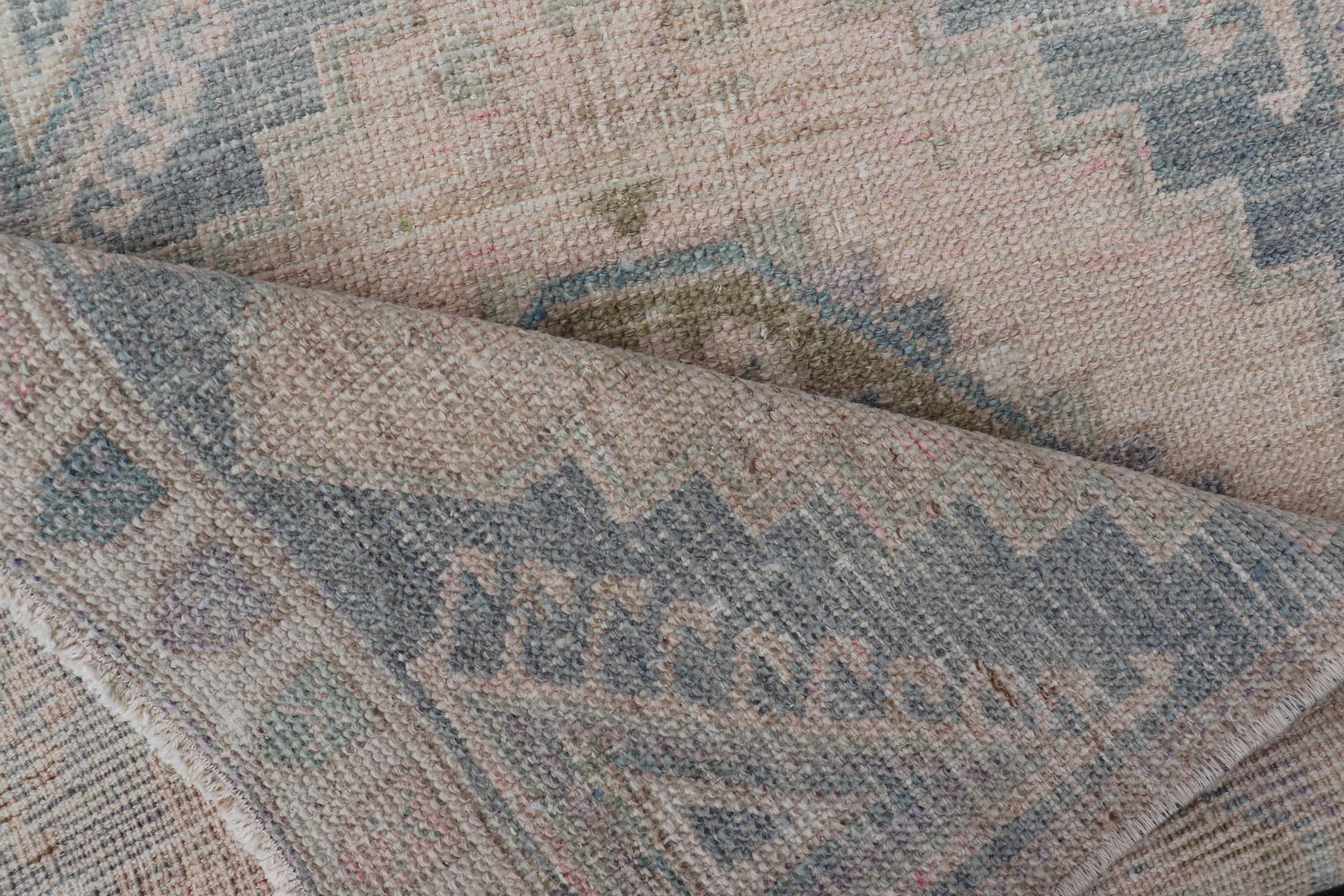 Vintage Turkish Oushak Rug with All - Over Sub - Geometric Medallion Design Keivan Woven Arts / rug EN - 15926, country of origin / type: Turkey / Oushak, circa 1950 Measures: 1'8 x 3'4 - Keivan Woven ArtsEN - 15926 - 24139Rug