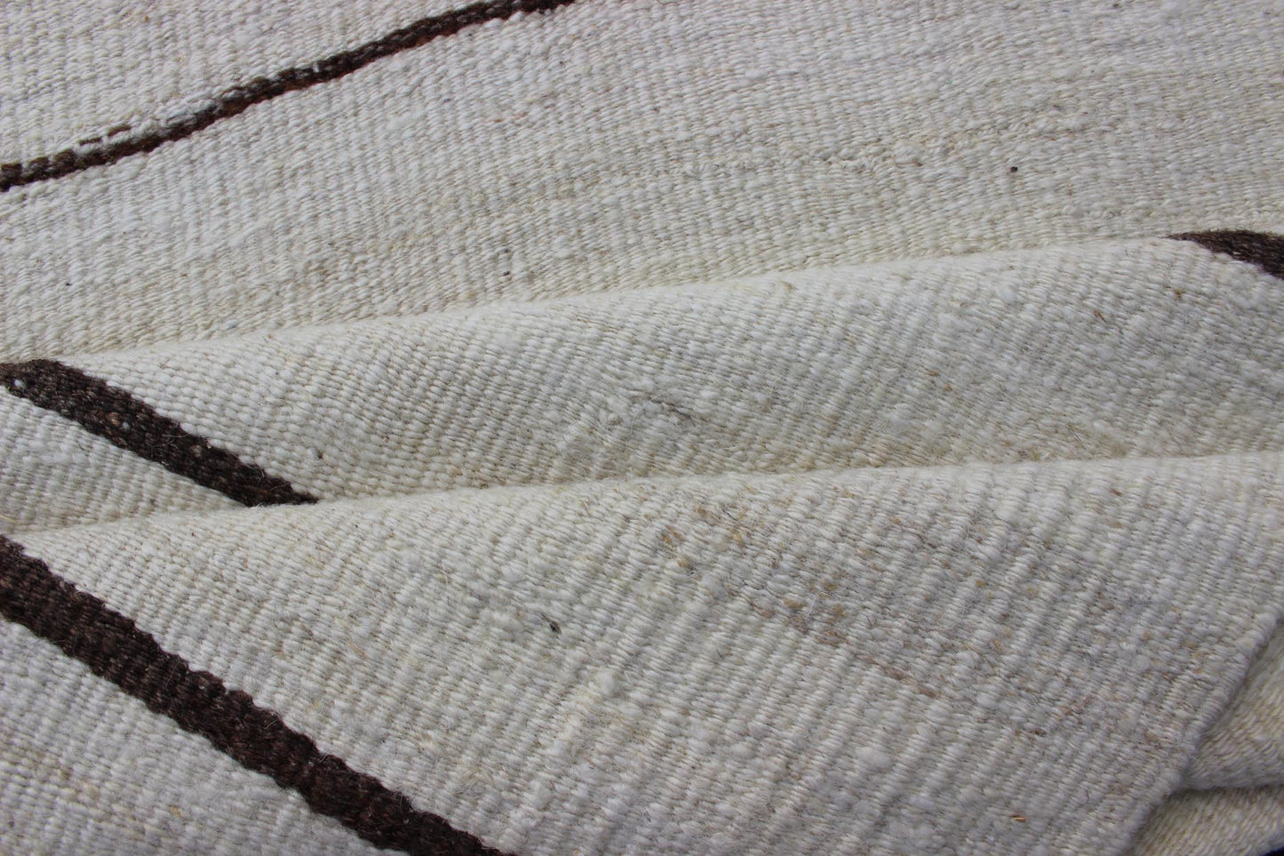 Minimalist Design Vintage Turkish Kilim Runner with Off white, Brown and Ivory. Keivan Woven Arts / rug EN - 16, country of origin / type: Turkey / Kilim, circa 1950 Measures: 2' x 8' This flat - woven Kilim runner from Turkey features an un... - Keivan Woven ArtsEN - 16 - 12585Rug