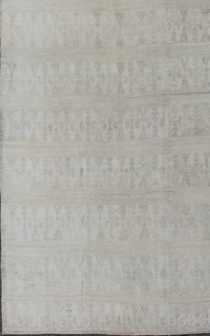 Shades of Cream Long Vintage Turkish Kilim Rug with All - Over Design kwarugs All - over design vintage Kilim rug turkey in cream and gray tones, rug en - 165003, country of origin / Type: Turkey / Kilim, circa 1950 Featuring a subtle all - over ... - Keivan Woven ArtsEN - 165003 - 9416Rug