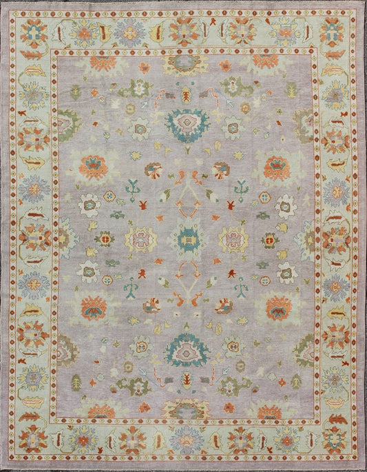 Large Turkish Oushak Rug with Colorful Palette and All - Over Design. Colorful Turkish Oushak Rug With All - Over Flower Design in Lavender, Light Green. kwarugs Large Turkish Oushak rug with colorful palette and all - over design, rug en - 165062, coun... - Keivan Woven ArtsEN - 165062 - 9012