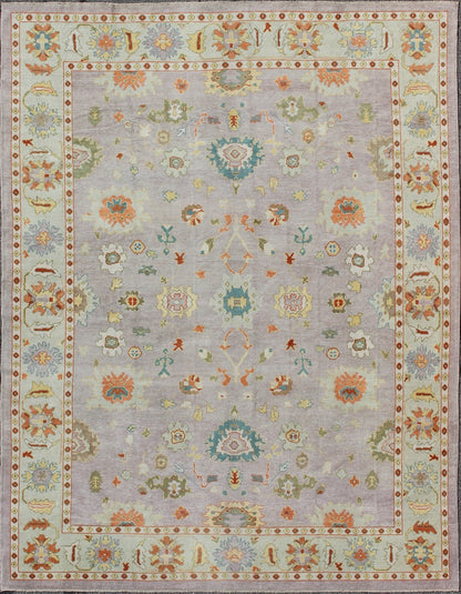 Large Turkish Oushak Rug with Colorful Palette and All - Over Design. Colorful Turkish Oushak Rug With All - Over Flower Design in Lavender, Light Green. kwarugs Large Turkish Oushak rug with colorful palette and all - over design, rug en - 165062, coun... - Keivan Woven ArtsEN - 165062 - 9012Rug