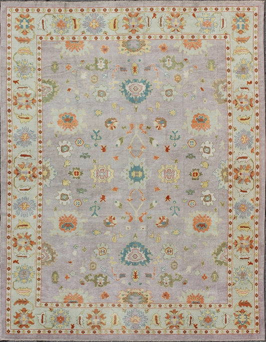 Large Turkish Oushak Rug with Colorful Palette and All - Over Design. Colorful Turkish Oushak Rug With All - Over Flower Design in Lavender, Light Green. kwarugs Large Turkish Oushak rug with colorful palette and all - over design, rug en - 165062, coun... - Keivan Woven ArtsEN - 165062 - 9012Rug
