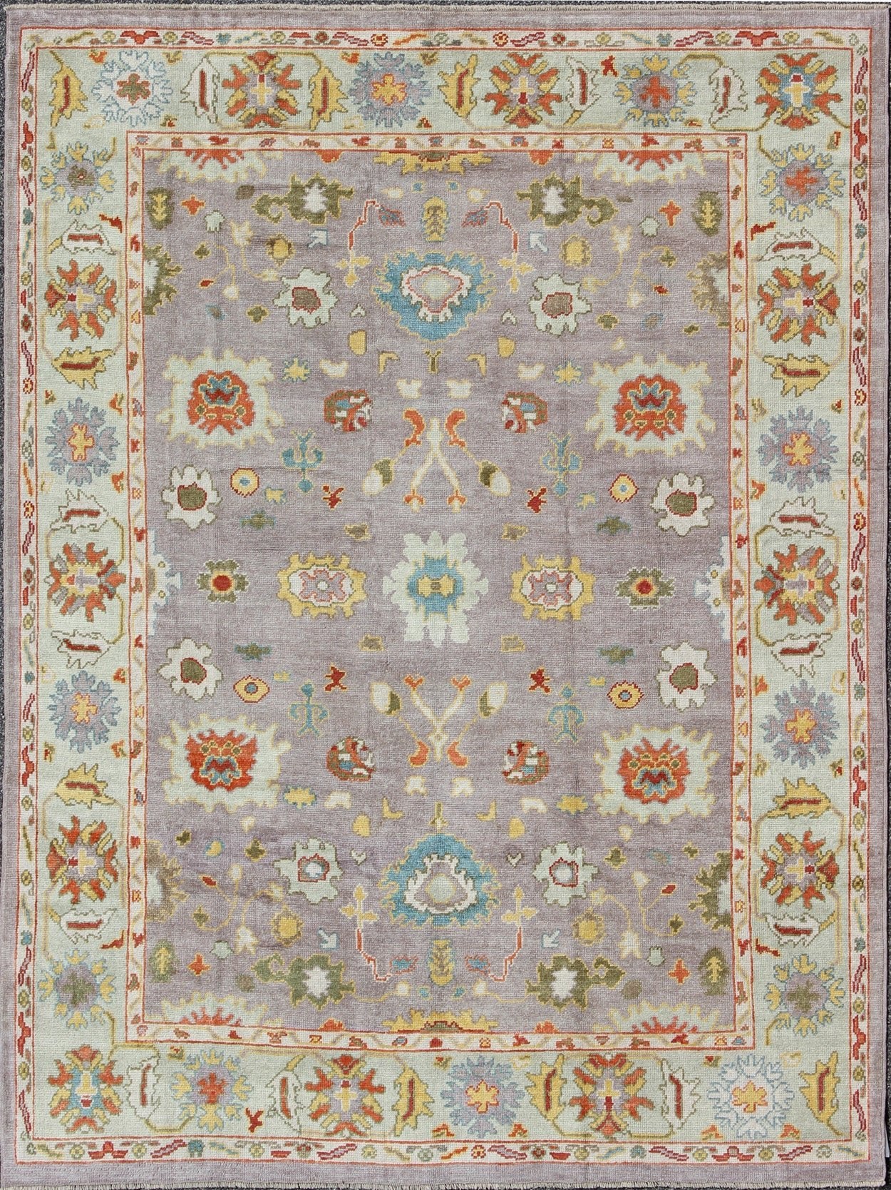 Turkish Oushak All - Over Flower Design. Colorful Turkish Oushak Rug with All - Over Flower Design in Lavender, Light Green Beautiful Turkish Oushak rug with colorful palette and all - over flower design, Keivan Woven Arts/rug en - 165630, country of or... - Keivan Woven ArtsEN - 165630 - 9040Rug