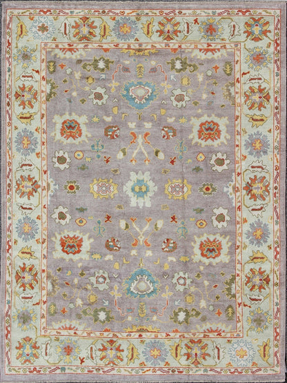 Turkish Oushak All - Over Flower Design. Colorful Turkish Oushak Rug with All - Over Flower Design in Lavender, Light Green Beautiful Turkish Oushak rug with colorful palette and all - over flower design, Keivan Woven Arts/rug en - 165630, country of or... - Keivan Woven ArtsEN - 165630 - 9040Rug