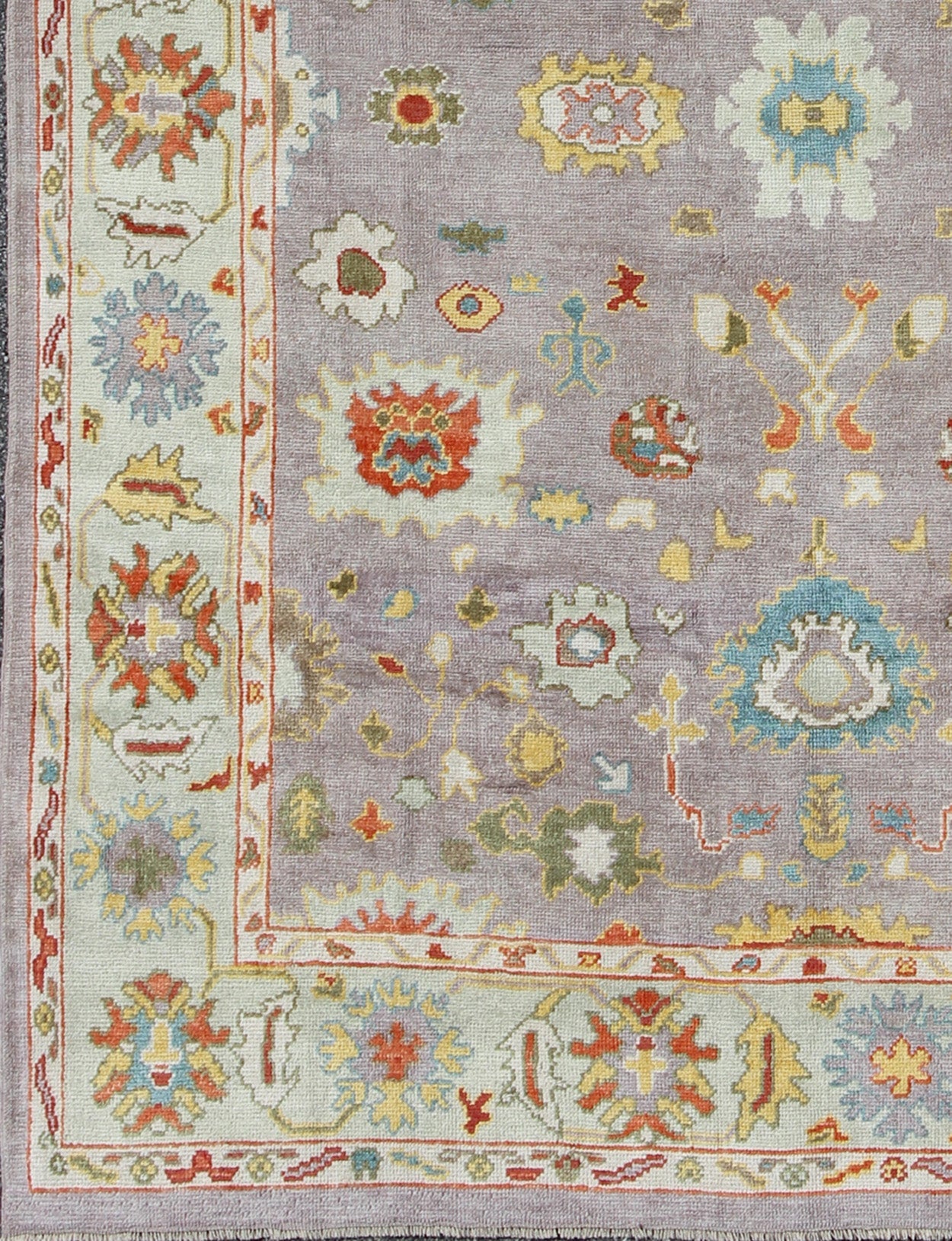 Turkish Oushak All - Over Flower Design. Colorful Turkish Oushak Rug with All - Over Flower Design in Lavender, Light Green Beautiful Turkish Oushak rug with colorful palette and all - over flower design, Keivan Woven Arts/rug en - 165630, country of or... - Keivan Woven ArtsEN - 165630 - 9040Rug
