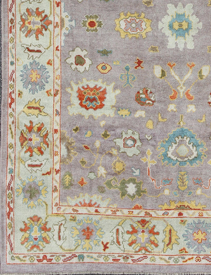 Turkish Oushak All - Over Flower Design. Colorful Turkish Oushak Rug with All - Over Flower Design in Lavender, Light Green Beautiful Turkish Oushak rug with colorful palette and all - over flower design, Keivan Woven Arts/rug en - 165630, country of or... - Keivan Woven ArtsEN - 165630 - 9040Rug
