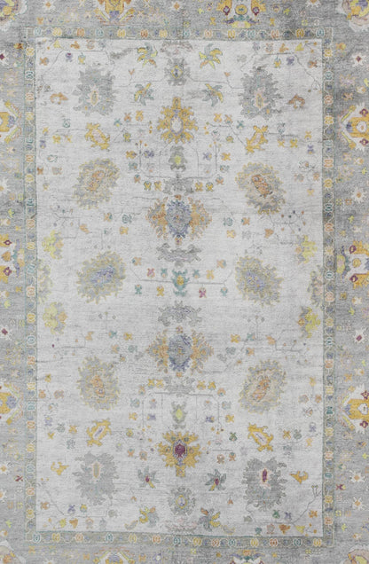 Keivan Woven Arts Turkish Oushak Rug With Hand Spun Wool in Gray Border, Ivory, Yellow Turkish Oushak Rug with Neutral Color Palette and All - Over Flower Design Measures: 10'2 x 14' Turkish Oushak Rug with Neutral Color Palette and Al... - Keivan Woven ArtsEN - 165632 - 9452Rug