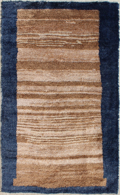 Angora Turkish Tulu Rug with Solid Field in Shades of Brown and Midnight Blue kwarugs Tulu rug Turkish vintage in brown and blue with solid design background, Minimalist design, Keivan Woven Arts / rug en - 165754, country of origin / type: Turkey... - Keivan Woven ArtsEN - 165754 - 9583Rug