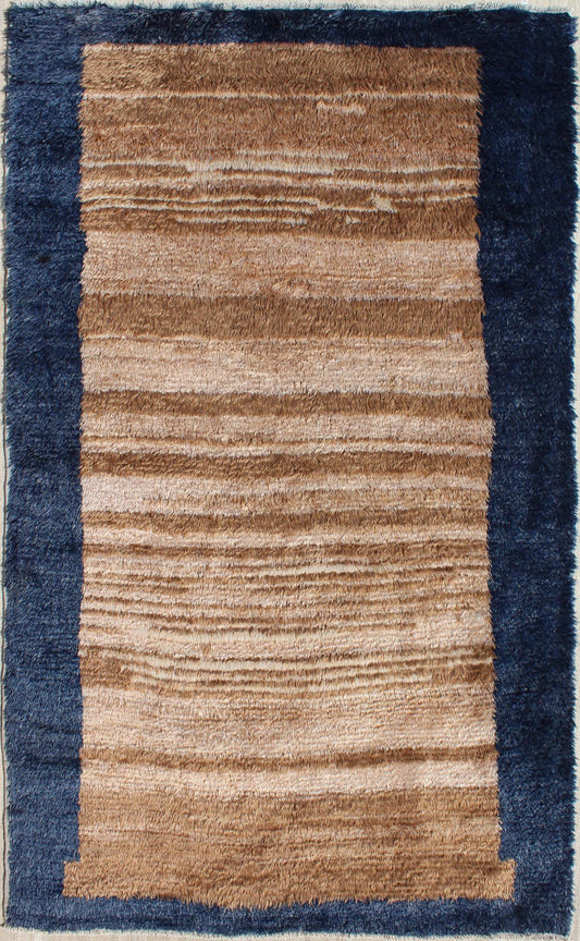 Angora Turkish Tulu Rug with Solid Field in Shades of Brown and Midnight Blue kwarugs Tulu rug Turkish vintage in brown and blue with solid design background, Minimalist design, Keivan Woven Arts / rug en - 165754, country of origin / type: Turkey... - Keivan Woven ArtsEN - 165754 - 9583Rug