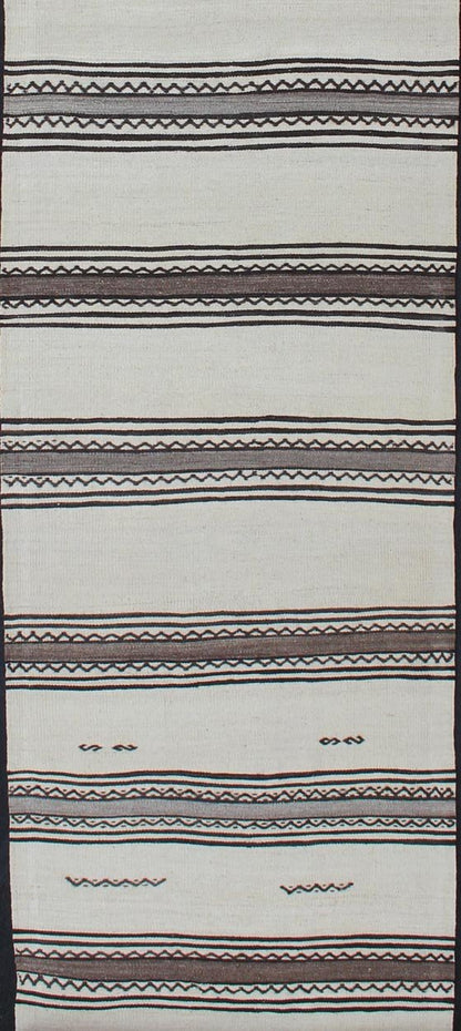 Vintage Turkish Kilim Flat - Weave Runner with Modern Stripe Design Modern Kilim Runner from Turkey with Stripes. Keivan Woven Arts / rug EN - 165761, country of origin / type: Turkey / Kilim, circa 1960 This modern - design vintage runner from... - Keivan Woven ArtsEN - 165761 - 11383Rug