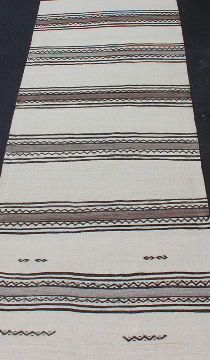 Vintage Turkish Kilim Flat - Weave Runner with Modern Stripe Design Modern Kilim Runner from Turkey with Stripes. Keivan Woven Arts / rug EN - 165761, country of origin / type: Turkey / Kilim, circa 1960 This modern - design vintage runner from... - Keivan Woven ArtsEN - 165761 - 11383Rug
