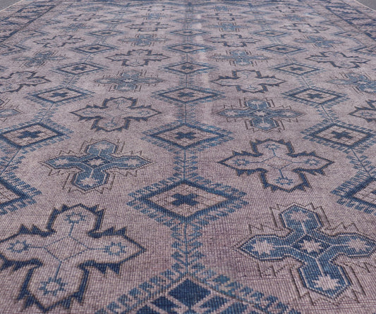 Antique Turkish Oushak Rug in Blue with Geometric Design Turkish Oushak Carpet with Geometric Designs, rug en - 165874, country of origin / type: Turkey / Oushak, circa 1910 This Oushak rug from Turkey features an all - over design of repeat... - Keivan Woven ArtsEN - 165874 - 11219