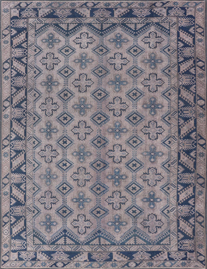 Antique Turkish Oushak Rug in Blue with Geometric Design Turkish Oushak Carpet with Geometric Designs, rug en - 165874, country of origin / type: Turkey / Oushak, circa 1910 This Oushak rug from Turkey features an all - over design of repeat... - Keivan Woven ArtsEN - 165874 - 11219Rug