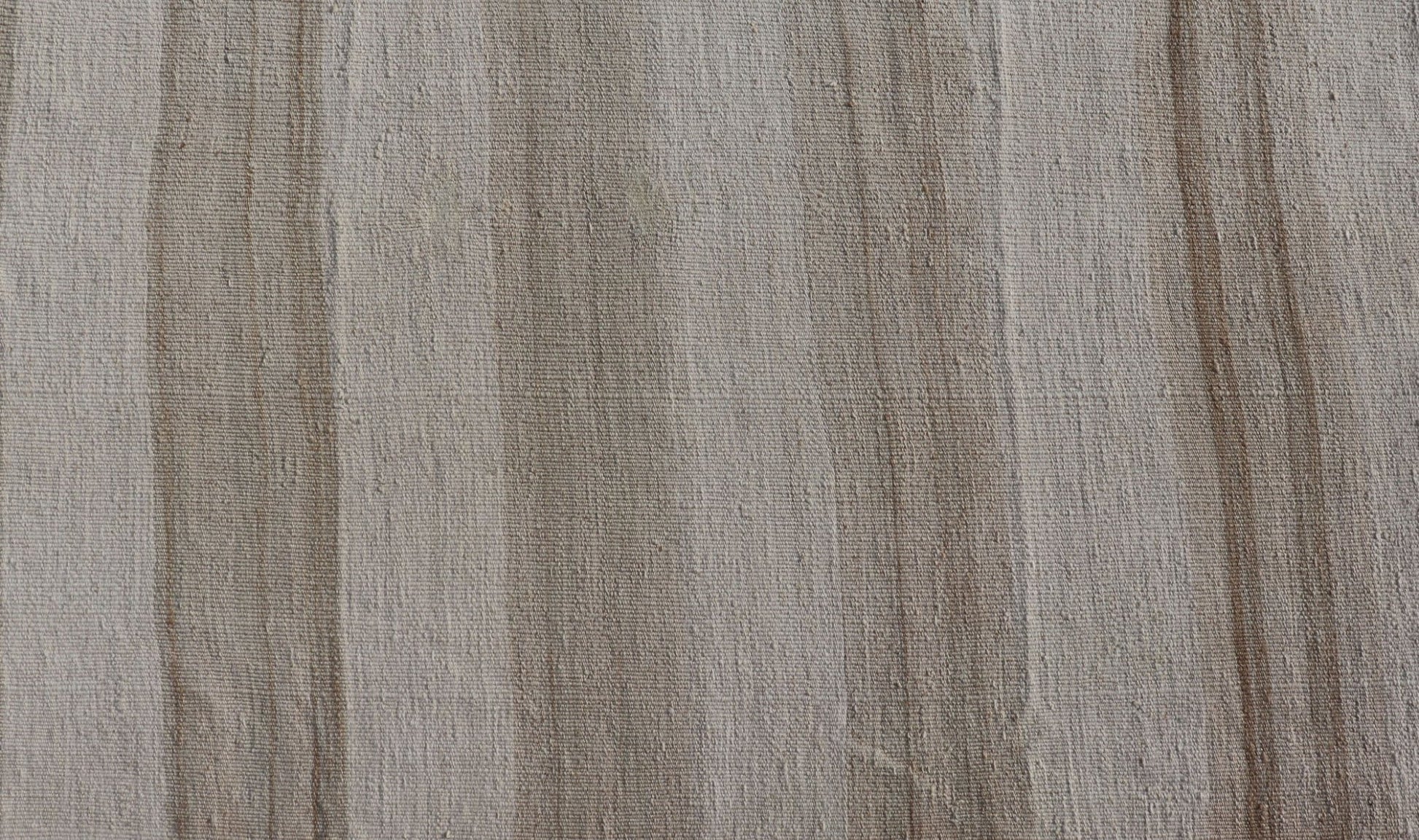 Vintage Turkish Kilim Runner with Stripes in Light Taupe and Neutral Tones. Light Stripe design Kilim runner in cream and taupe. Keivan Woven Arts / rug EN - 165888, country of origin / type: Turkey / Kilim, circa 1950 Measures: 2'4 x 11'9 ... - Keivan Woven ArtsEN - 165888 - 14490Rug