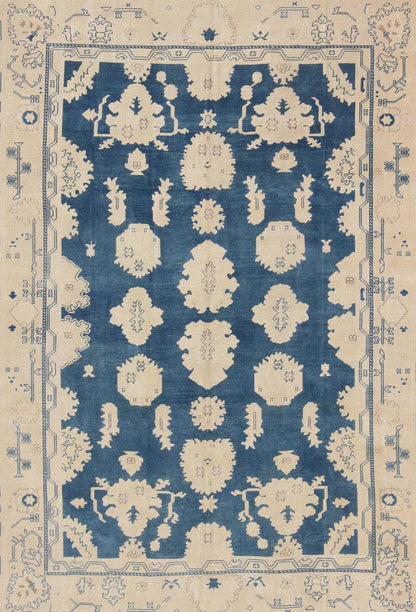 Vintage Turkish Oushak Rug with All - Over Design in Royal Blue and Ivory kwarugs Nude and Royal blue Oushak rug vintage from Turkey with all - over design of etched motifs, rug en - 165934, country of origin / type: Turkey / Oushak, circa 1940. ... - Keivan Woven ArtsEN - 165934 - 10622Rug