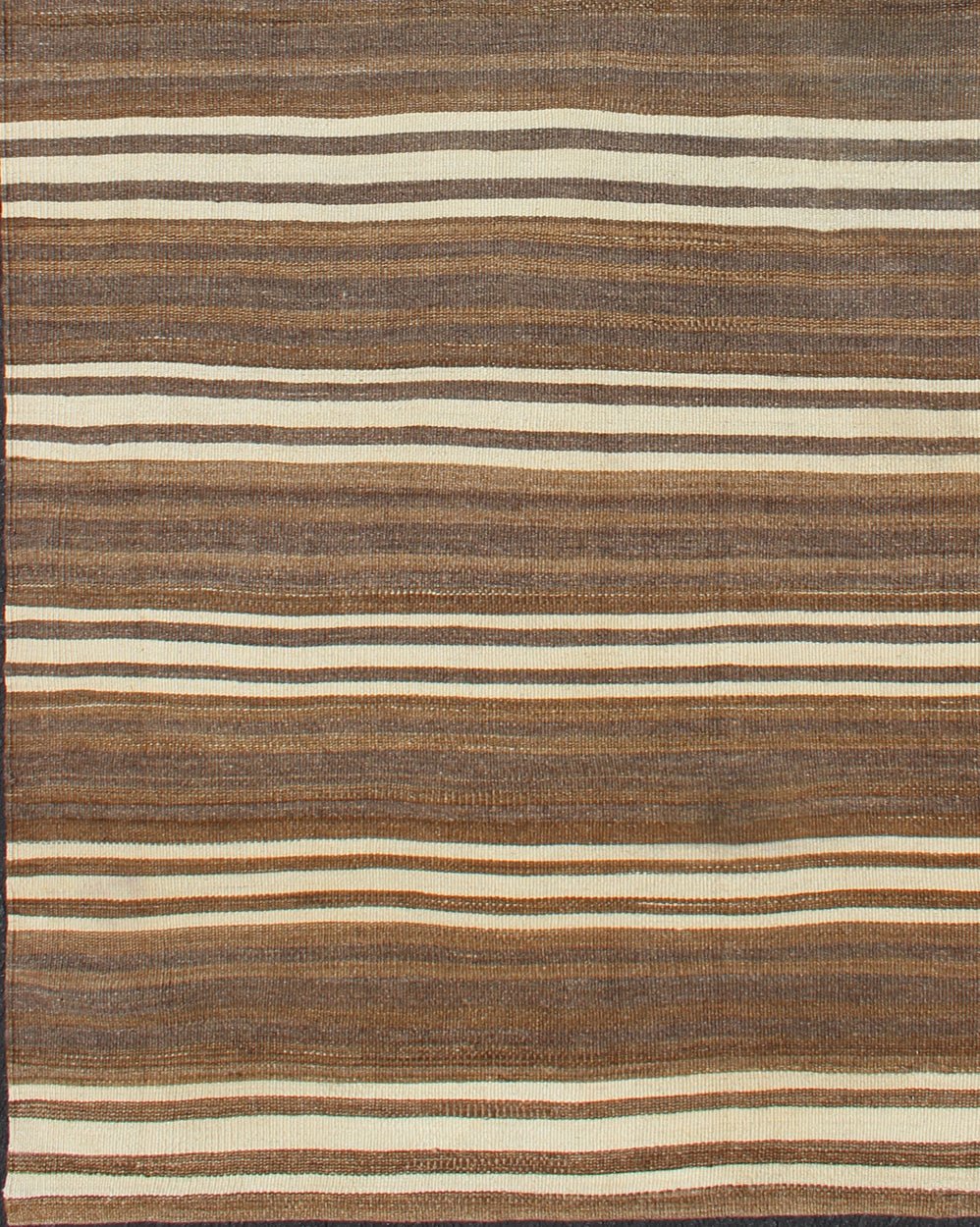 Striped Hand Woven Turkish Vintage Kilim Flat - Weave Rug in Brown's and Ivory Ivory and brown vintage Kilim from Turkey with Minimalist stripes, Keivan Woven Arts / rug en - 165992, country of origin / type: Turkey / Kilim, circa 1950 This v... - Keivan Woven ArtsEN - 165992 - 11433Rug
