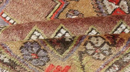 Colorful Vintage Turkish Oushak With Geometric Design. Vintage Turkish runner in green, soft yellow, pale purple, ivory, red, tan & taupe, Keivan Woven Arts/ rug EN - 176061, country of origin / type: Turkey / Oushak, circa 1940 Measures:3'... - Keivan Woven ArtsEN - 176061 - 10239Rug