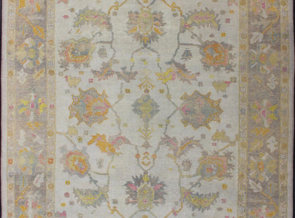 Turkish Oushak Reproduction Rug with Muted Color Palette and All - Over Flower Design Turkish Oushak rug with array of light and medium tone colors and design, Keivan Woven Arts / rug EN - 176126, country of origin / type: Turkey / Oushak Thi... - Keivan Woven ArtsEN - 176126 - 12613Rug