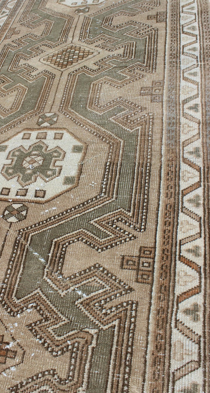 Earth - Tone Antique Persian Serab Runner With Geometric - Style Medallions Serab antique runner from Persia with medallion design in earthy color palette, Keivan Woven Arts / rug en - 176214, country of origin / type: Iran / Serab, circa 1910. ... - Keivan Woven ArtsEN - 176214 - 10110Rug
