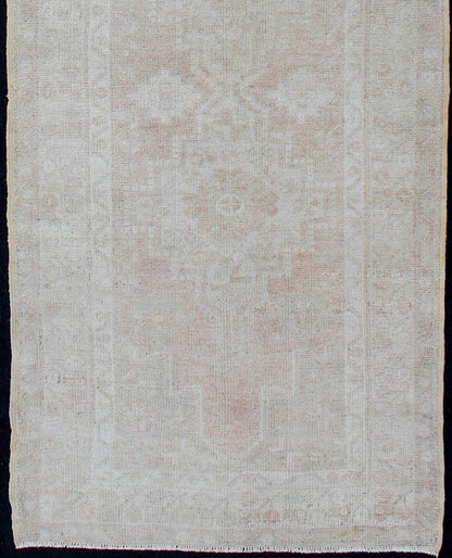 Vintage Turkish Oushak Runner with Multi - Medallion Design in Muted Color Palette Vintage Oushak Runner from Turkey with Medallion Design in Subdued Color Tones, rug en - 176222, country of origin / type: Turkey / Oushak, circa 1940 This be... - Keivan Woven ArtsEN - 176222 - 10245Rug