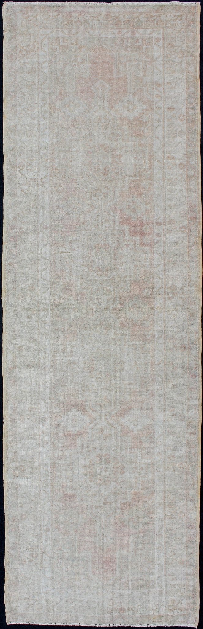 Vintage Turkish Oushak Runner with Multi - Medallion Design in Muted Color Palette Vintage Oushak Runner from Turkey with Medallion Design in Subdued Color Tones, rug en - 176222, country of origin / type: Turkey / Oushak, circa 1940 This be... - Keivan Woven ArtsEN - 176222 - 10245Rug