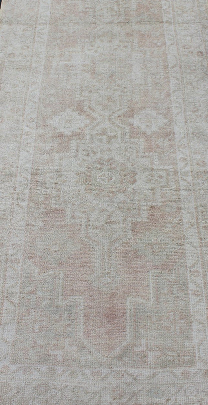 Vintage Turkish Oushak Runner with Multi - Medallion Design in Muted Color Palette Vintage Oushak Runner from Turkey with Medallion Design in Subdued Color Tones, rug en - 176222, country of origin / type: Turkey / Oushak, circa 1940 This be... - Keivan Woven ArtsEN - 176222 - 10245Rug