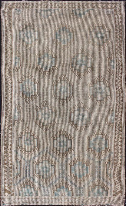 All - Over Vintage Turkish Kilim Flat - Weave Rug Turkish Oushak Vintage Flat - Woven Carpet, rug en - 176234, country of origin / type: Turkey / Oushak, circa 1950 This Oushak rug from Turkey features an all - over flat - woven design of geometric m... - Keivan Woven ArtsEN - 176234 - 10978Rug