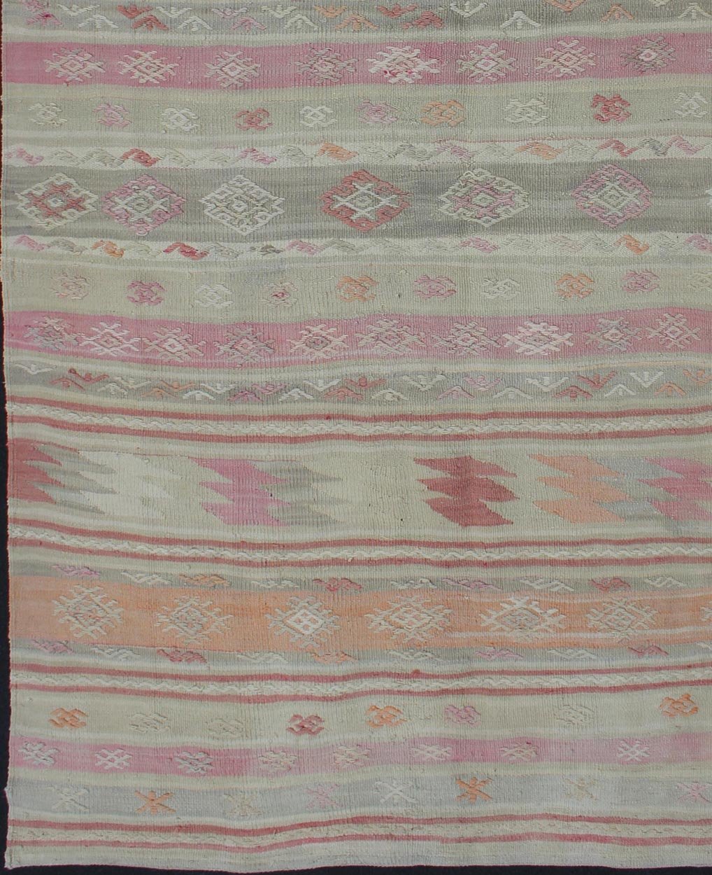 Turkish Vintage Kilim with Assorted Stripe Design in a Variety of Soft Colors Turkish Kilim vintage rug with assorted stripe design in a variety of colors Turkish Kilim vintage rug with assorted stripe design in a variety of colors, rug en - 1... - Keivan Woven ArtsEN - 176251 - 11948Rug