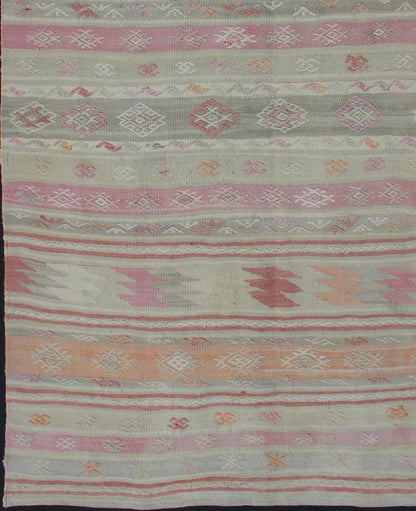 Turkish Vintage Kilim with Assorted Stripe Design in a Variety of Soft Colors Turkish Kilim vintage rug with assorted stripe design in a variety of colors Turkish Kilim vintage rug with assorted stripe design in a variety of colors, rug en - 1... - Keivan Woven ArtsEN - 176251 - 11948Rug