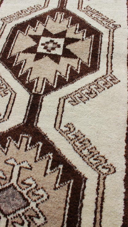 Vintage Turkish Tulu Gallery Rug with Tribal Medallions in Shades of Brown Turkish Tulu Vintage Runner with Vertical Tribal Medallion Design, rug en - 176266, country of origin / type: Turkey / Tulu, circa 1960 This unique Turkish Tulu runn... - Keivan Woven ArtsEN - 176266 - 10820Rug