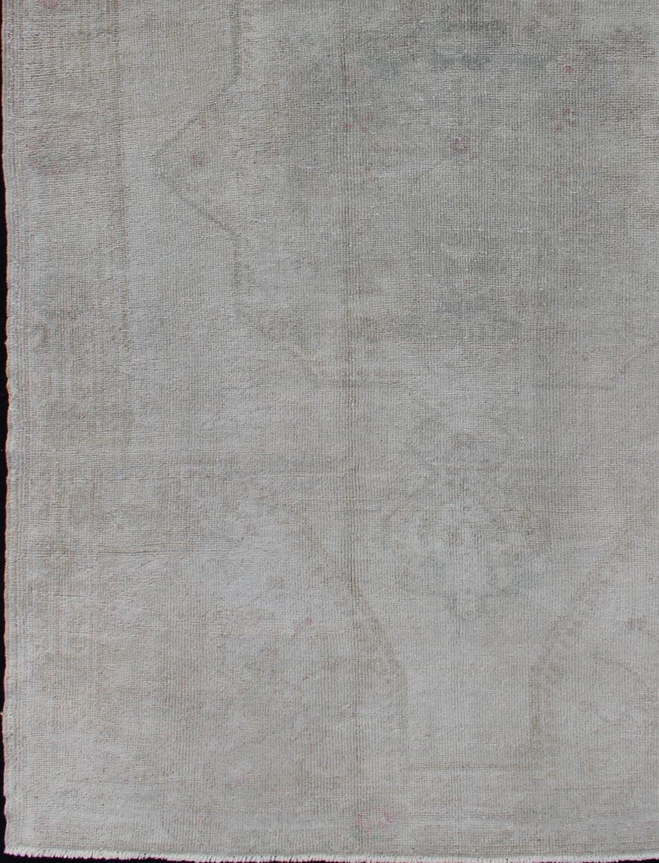 Neutral Vintage Oushak Turkish Rug in Pale brown, pale green, pink and cream colors. Measures: 4'6 x 7'3 Finely woven Vintage Oushak Carpet with Faded colors and Design, Keivan Woven Arts/ rug EN - 176289, country of origin / type: Turkey ... - Keivan Woven ArtsEN - 176289 - 10998Rug