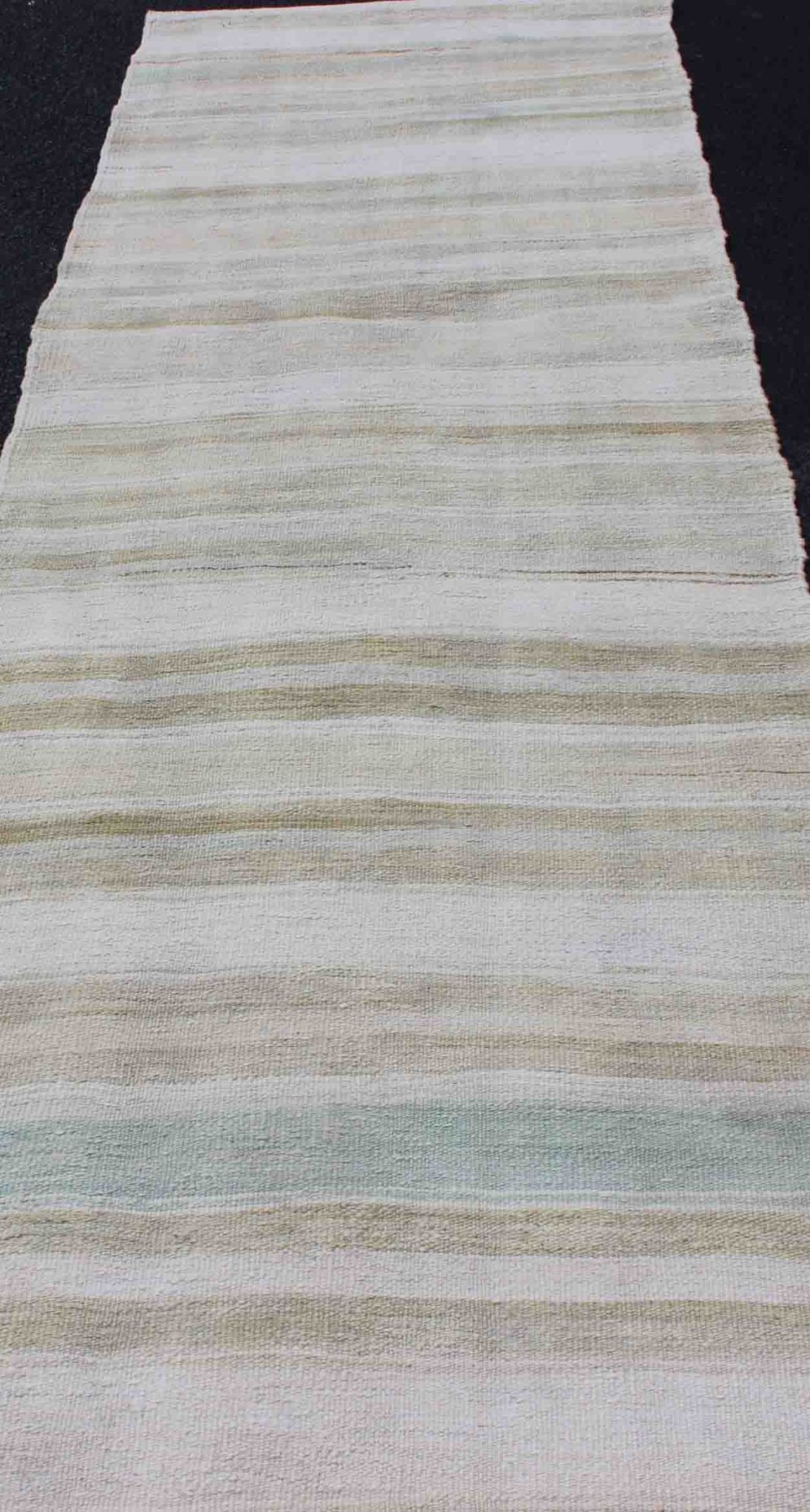 Vintage Turkish Kilim Runner with Stripes and Modern Design in Muted Colors. Keivan Woven Arts / rug / EN - 176338 country of origin / type: Turkey / Kilim, circa 1950 Measures: 2'4 x 10'0 This vintage flat - woven Kilim runner features a minimalist... - Keivan Woven ArtsEN - 176338 - 12733Rug