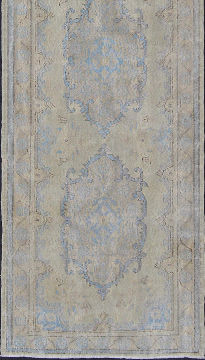 Vintage Hand Knotted Turkish Oushak Runner With Ornate Medallions Vintage Oushak carpet with multi - medallion design, Keivan Woven Arts / rug en - 176361, country of origin / type: Turkey / Oushak, circa 1950 This vintage Oushak carpet from ... - Keivan Woven ArtsEN - 176361 - 11225Rug