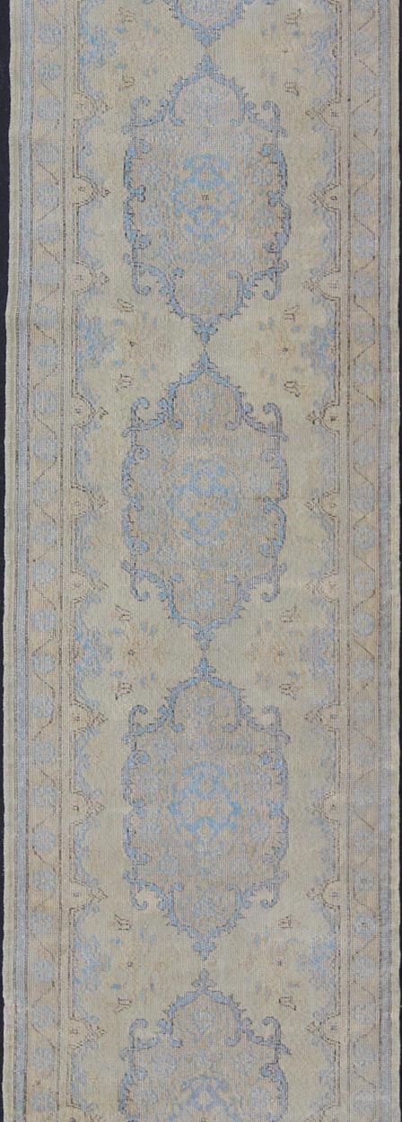 Vintage Hand Knotted Turkish Oushak Runner With Ornate Medallions Vintage Oushak carpet with multi - medallion design, Keivan Woven Arts / rug en - 176361, country of origin / type: Turkey / Oushak, circa 1950 This vintage Oushak carpet from ... - Keivan Woven ArtsEN - 176361 - 11225Rug