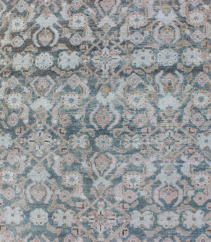 Antique Persian Malayer Runner With Herati Design in Light Tones of Light Blue and Cream. Keivan Woven Arts / rug EN - 176451, country of origin / type: Iran / Mahal, circa 1920 Measures: 3'6 x 15'1. This antique Persian Malayer runner, circa earl... - Keivan Woven ArtsEN - 176451 - 10114Rug