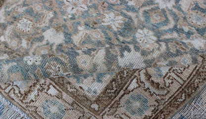 Antique Persian Malayer Runner With Herati Design in Light Tones of Light Blue and Cream. Keivan Woven Arts / rug EN - 176451, country of origin / type: Iran / Mahal, circa 1920 Measures: 3'6 x 15'1. This antique Persian Malayer runner, circa earl... - Keivan Woven ArtsEN - 176451 - 10114Rug