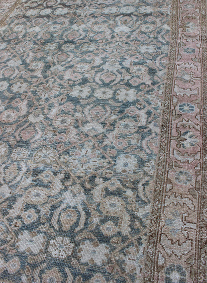 Antique Persian Malayer Runner With Herati Design in Light Tones of Light Blue and Cream. Keivan Woven Arts / rug EN - 176451, country of origin / type: Iran / Mahal, circa 1920 Measures: 3'6 x 15'1. This antique Persian Malayer runner, circa earl... - Keivan Woven ArtsEN - 176451 - 10114Rug