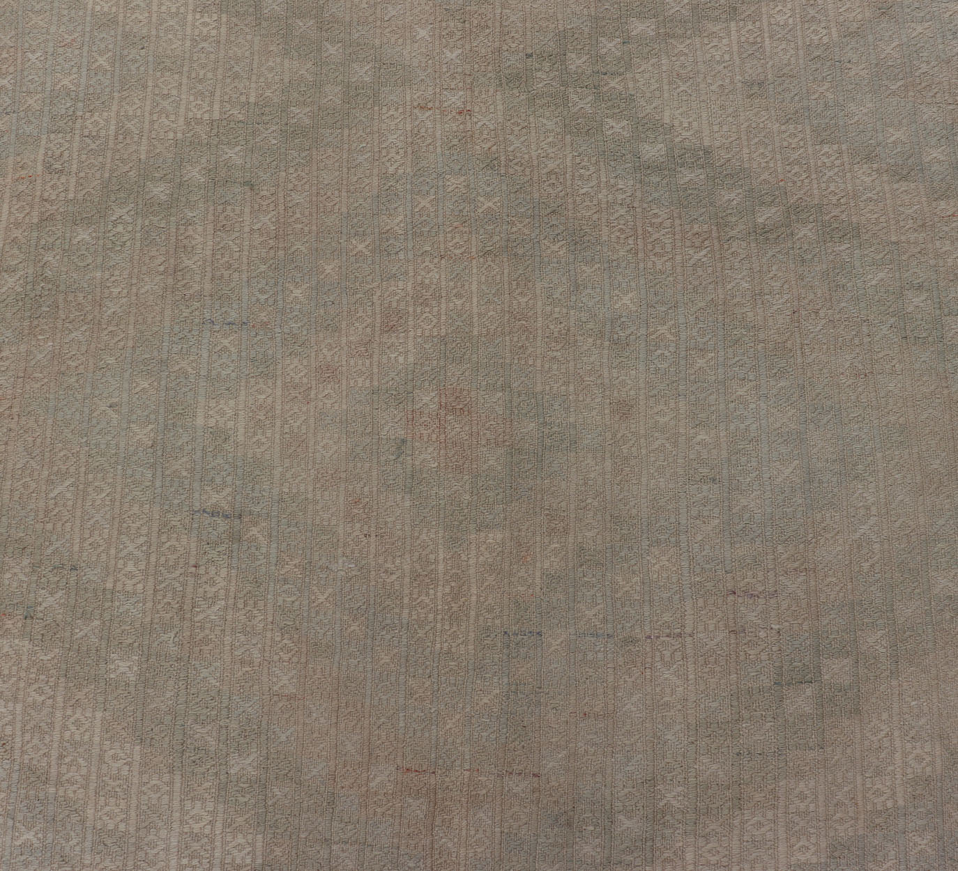 Vintage Gallery Turkish Embroidered Rug with Geometric Design in Soft Tones. Vintage Gallery Turkish Embroidered Rug with Geometric Design in Soft Tones. Embroidered vintage flat weave gallery rug from Turkey in shades of tan, taupe, green, ... - Keivan Woven ArtsEN - 176475 - 17628