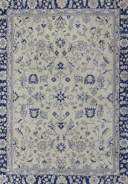Elegant Floral Vintage Oushak in Blue and Cream with All - Over Design kwarugs All - over design Turkish rug with small - scale flowers, rug en - 176498, country of origin / type: Turkey / Oushak, circa 1940 This vintage Turkish Oushak rug featur... - Keivan Woven ArtsEN - 176498 - 11393Rug