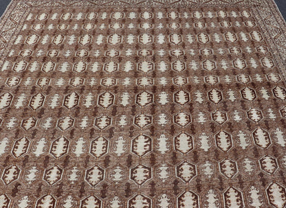 Antique Turkish Rug with Organic Motifs in Brown and Earth Tone Colors kwarugs Turkish antique carpet from Turkey with sub - geometric pattern in shades of brown, rug en - 176556, country of origin / type: Turkey / Oushak, circa 1910 Antique Tur... - Keivan Woven ArtsEN - 176556 - 11243Rug