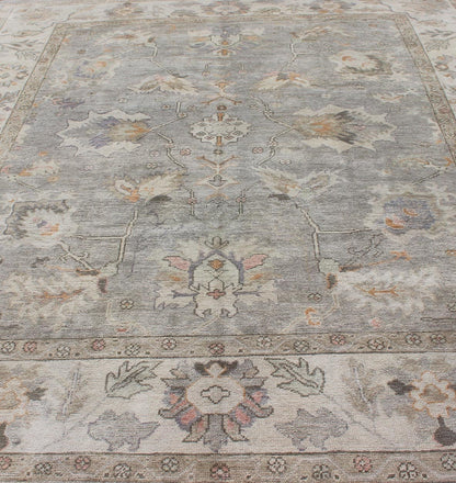 Square Shaped Turkish Oushak Rug with Neutral Color Palette Turkish Oushak rug with neutral color palette and all - over flower design, rug en - 176558, country of origin / type: Turkey / Oushak Keivan Woven Arts This traditional Oushak rug ... - Keivan Woven ArtsEN - 176558 - 11026Rug