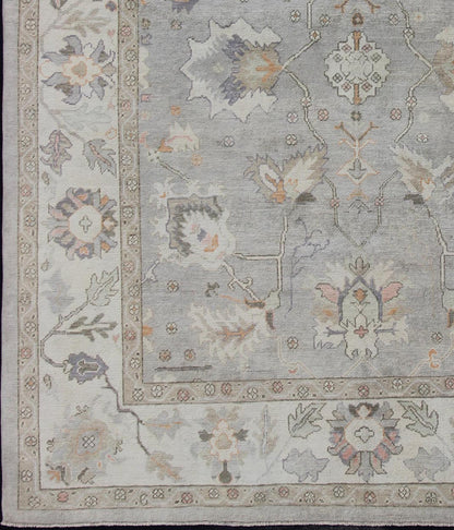 Square Shaped Turkish Oushak Rug with Neutral Color Palette Turkish Oushak rug with neutral color palette and all - over flower design, rug en - 176558, country of origin / type: Turkey / Oushak Keivan Woven Arts This traditional Oushak rug ... - Keivan Woven ArtsEN - 176558 - 11026Rug