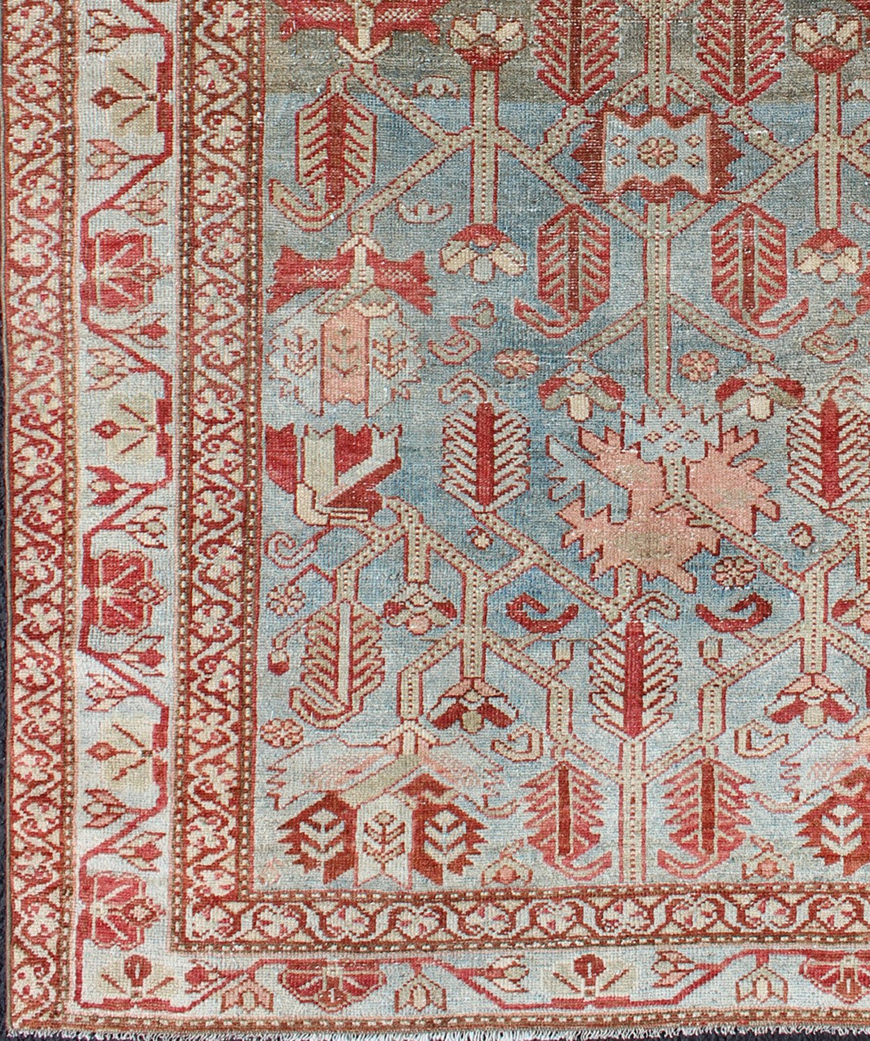 Keivan Woven Arts Energetic Persian Malayer antique rug with geometric motifs in shades of red and blue, rug en - 176572, country of origin / type: Iran / Malayer, circa 1920. This beautiful antique early 20th century Persian Malayer carpe... - Keivan Woven ArtsEN - 176572 - 10187Rug