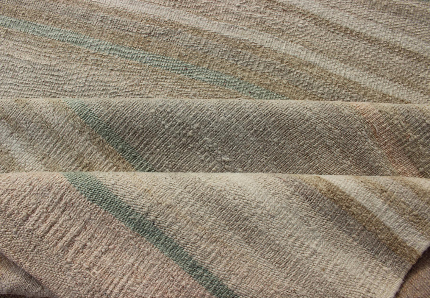 Modern Striped Design Vintage Turkish Kilim Gallery Runner in Shades of Brown and Earth Tones Muted Turkish vintage Kilim long runner with horizontal stripe design, Keivan Woven Arts rug/EN - 176580, country of origin / type: Iran / Kilim, circa ... - Keivan Woven ArtsEN - 176580 - 11040Rug