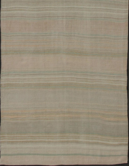 Modern Striped Design Vintage Turkish Kilim Gallery Runner in Shades of Brown and Earth Tones Muted Turkish vintage Kilim long runner with horizontal stripe design, Keivan Woven Arts rug/EN - 176580, country of origin / type: Iran / Kilim, circa ... - Keivan Woven ArtsEN - 176580 - 11040Rug