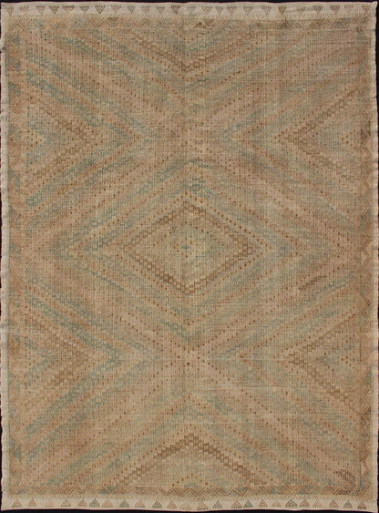 Vintage Hand - Woven Turkish Kilim Rug With Geometric Diamond Design Kilim rug vintage from Turkey in shades of brown and rust with small geometric motifs. Keivan Woven Arts/ rug en - 176604, country of origin / type: Turkey / Kilim, circa 1950. ... - Keivan Woven ArtsEN - 176604 - 11046Rug