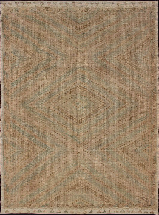 Vintage Hand - Woven Turkish Kilim Rug With Geometric Diamond Design Kilim rug vintage from Turkey in shades of brown and rust with small geometric motifs. Keivan Woven Arts/ rug en - 176604, country of origin / type: Turkey / Kilim, circa 1950. ... - Keivan Woven ArtsEN - 176604 - 11046Rug
