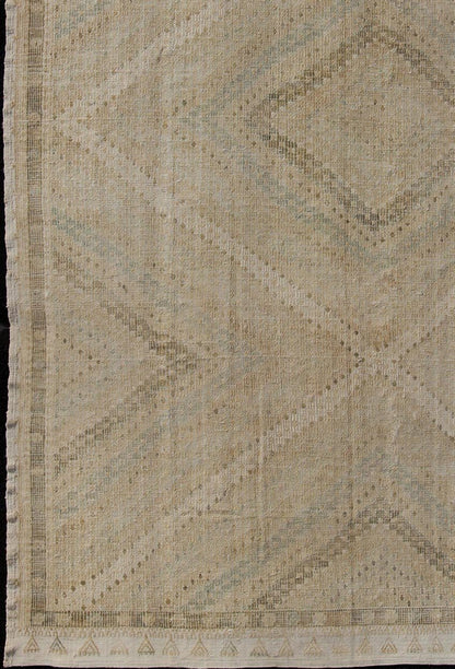 Vintage Turkish Embroidered Rug in Shades of Brown With Geometric Diamond Design Subdued and subtle brown - toned embroidered Turkish Kilim vintage rug with diamond design, Keivan Woven Arts / rug en - 176646, country of origin / type: Turkey / Kili... - Keivan Woven ArtsEN - 176646 - 11050Rug