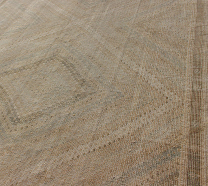 Vintage Turkish Embroidered Rug in Shades of Brown With Geometric Diamond Design Subdued and subtle brown - toned embroidered Turkish Kilim vintage rug with diamond design, Keivan Woven Arts / rug en - 176646, country of origin / type: Turkey / Kili... - Keivan Woven ArtsEN - 176646 - 11050Rug