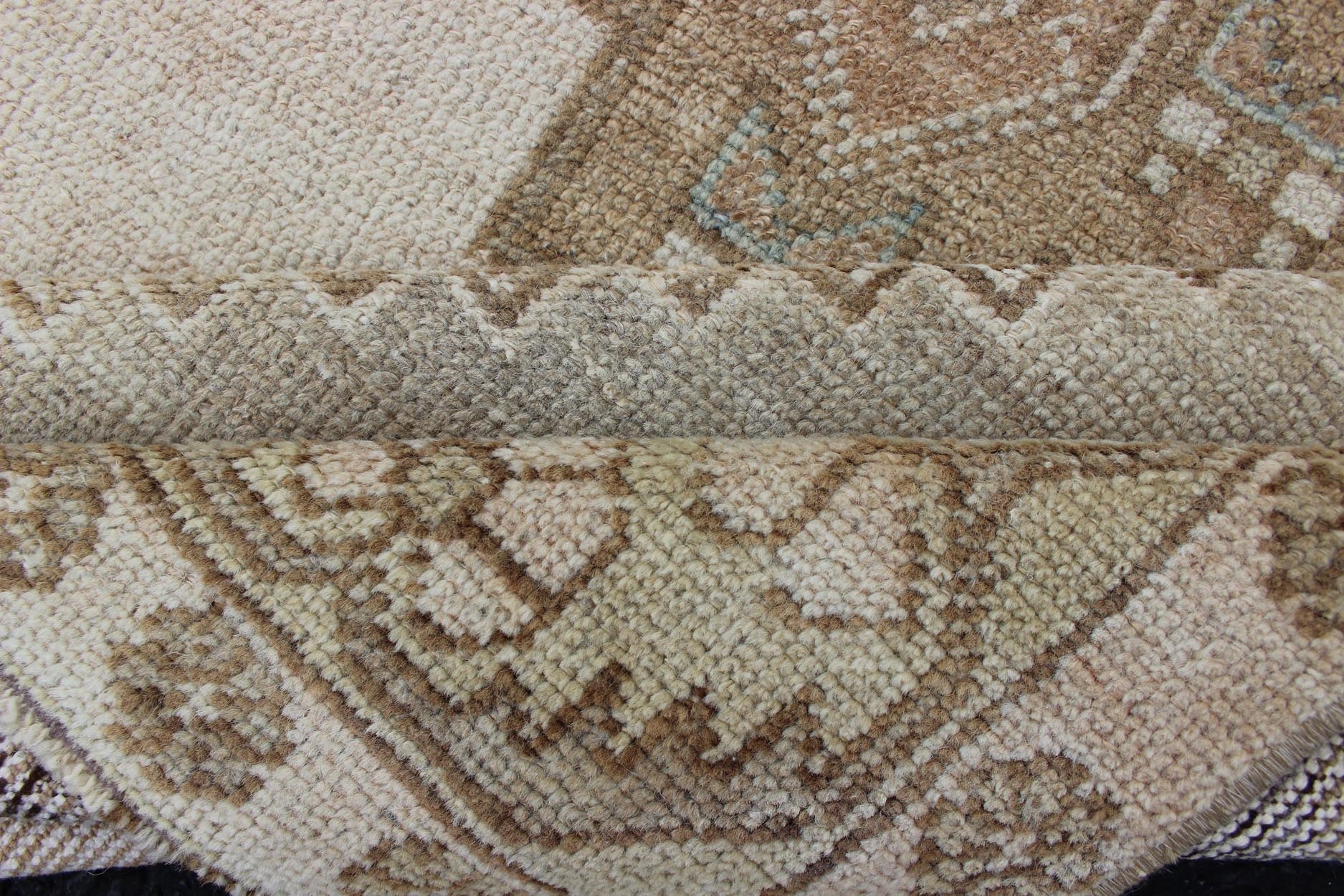 Vintage Turkish Oushak Rug in Sage Green, Taupe, Light Brown, and Light Green vintage oushak from Turkey with Medallion design in various tones of green, tan, sand, taupe and light green rug EN - 176671, country of origin / type: Turkey / oushak, ... - Keivan Woven ArtsEN - 176671 - 12581Rug